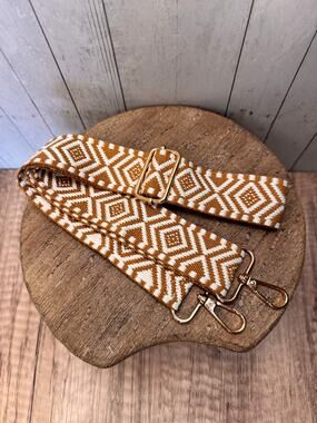 Woven Purse Strap White Brownish Gold Crossbody Bag Strap NEW Boho Bag Strap
